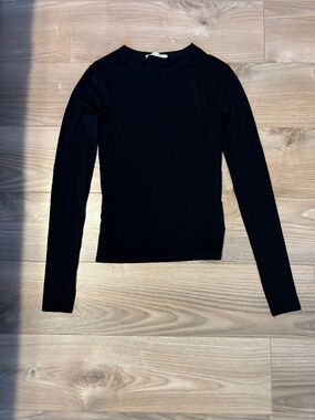 Zara Black Fitted Long Sleeve Stretch Top